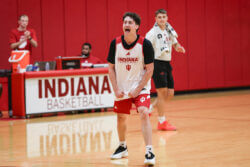 Indiana's Conor Enright competes in practice at Cook Hall.