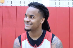 Indiana's Lamar Wilkerson speaks to reporters.