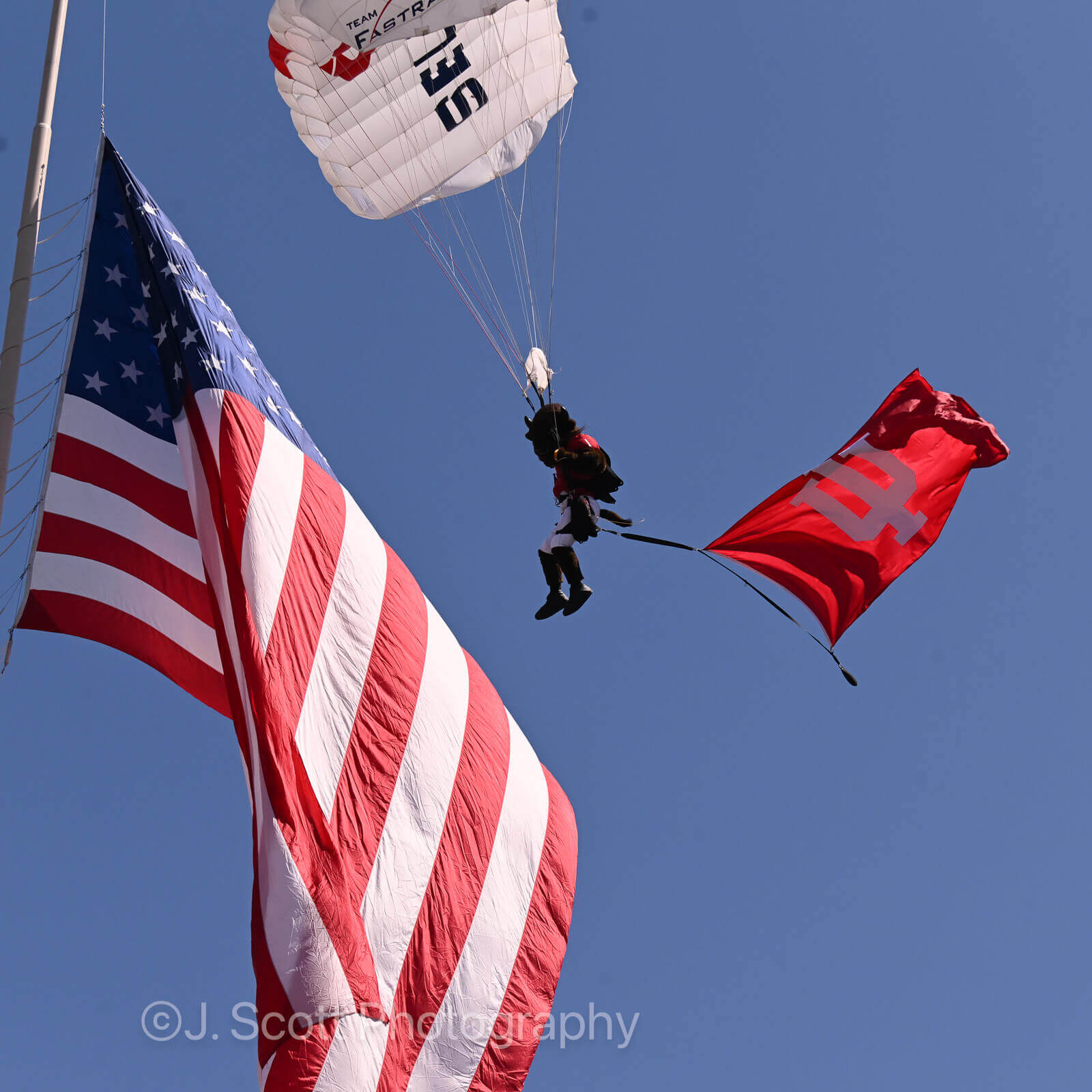 Hoosier Bison flies into Memorial Stadium.