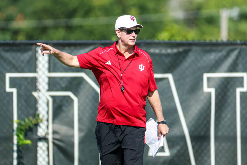 IU football coach Curt Cignetti at practice.