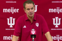 Curt Cignetti addresses the media on August 18, 2025.