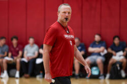 Indiana coach Darian DeVries at practice.