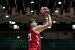 IU's Aleksa Ristic attempts a jump shot.