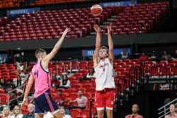 Trent Sisley takes a jump shot.