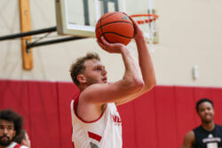 IU basketball forward Tucker DeVries shoots in Cook Hall.