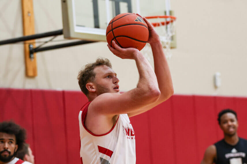 IU basketball forward Tucker DeVries shoots in Cook Hall.