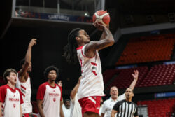 Lamar Wilkerson takes a jump shot.