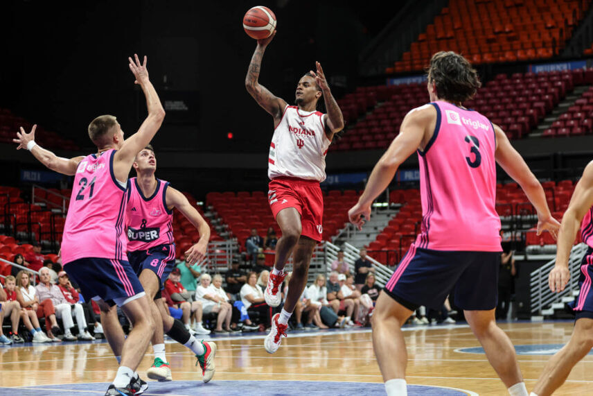 IU basketball guard Lamar Wilkerson makes a pass.