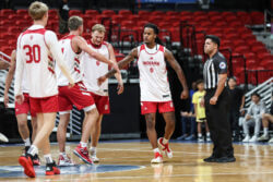 Lamar Wilkerson celebrates with teammates.