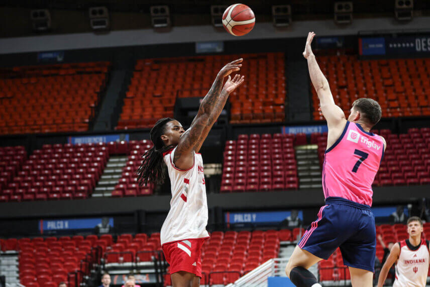 Lamar Wilkerson attempts a jump shot.