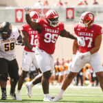 IU football's Tyrique Tucker celebrates a play.