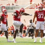 IU football's Tyrique Tucker celebrates a play.