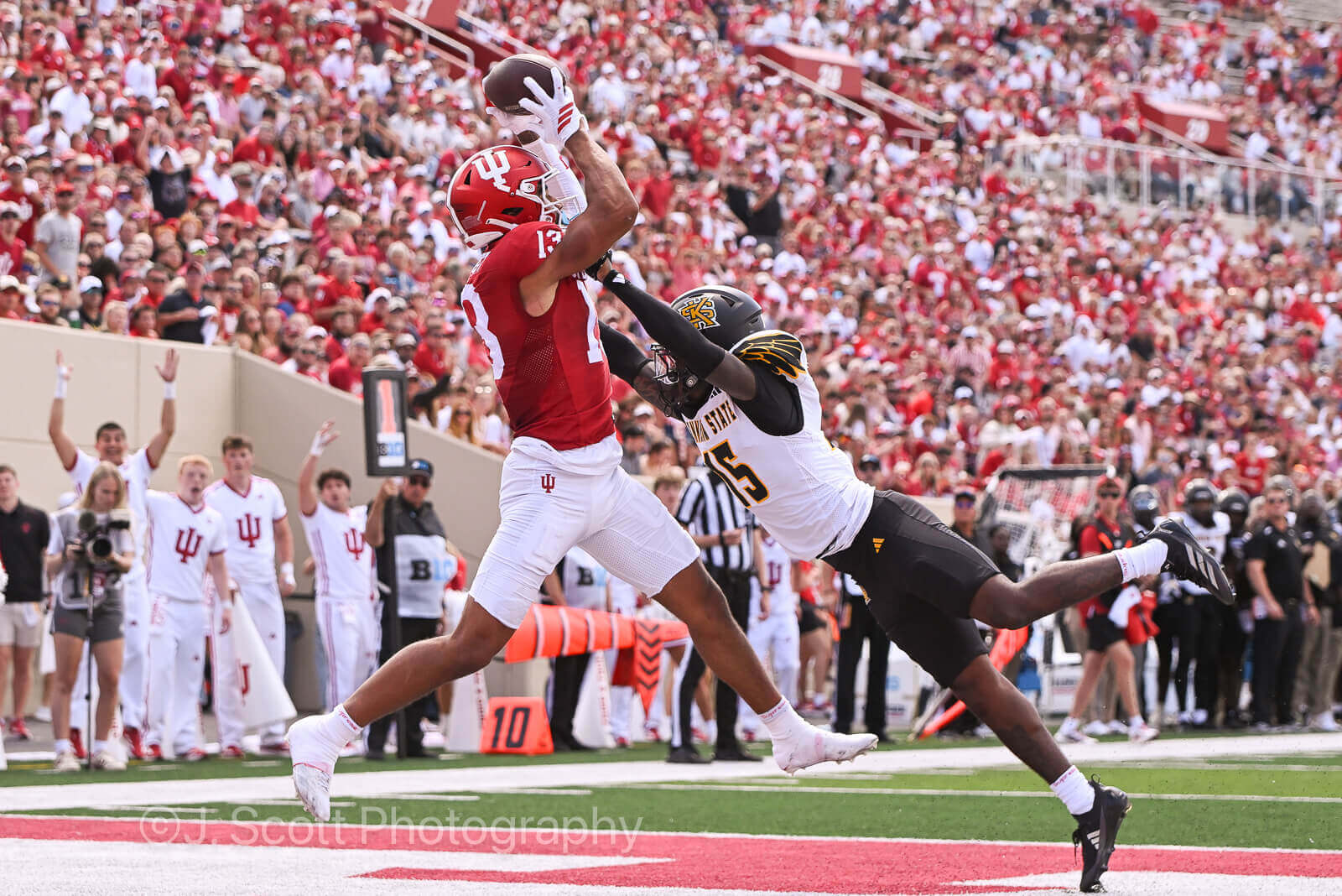 Photos of IU football vs. Kennesaw State at Memorial Stadium.