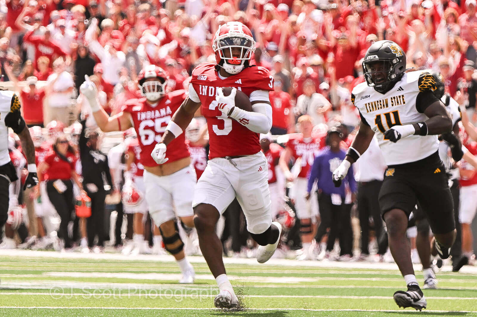 Photos of IU football vs. Kennesaw State at Memorial Stadium.