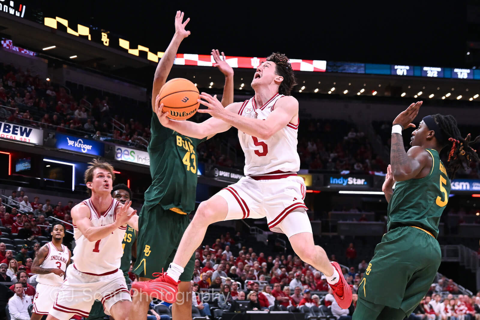 Photos of IU basketball vs. Baylor at Gainbridge Fieldhouse on October 26, 2025.