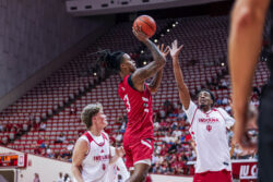 IU basketball's Lamar Wilkerson attempts a shot in a scrimmage.