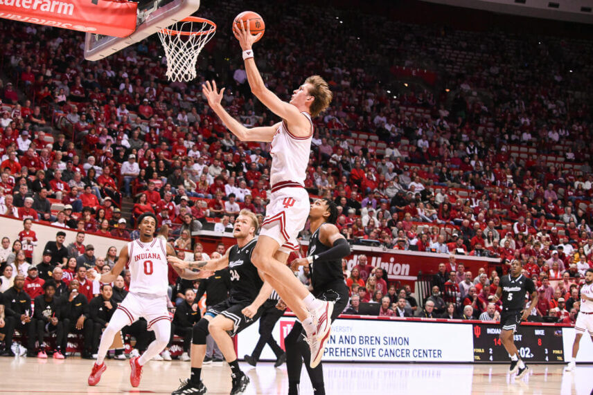 Reed Bailey drives to the basket.