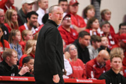 Darian DeVries on the sidelines for the IU-Milwaukee game.