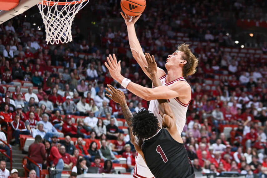 Reed Bailey scores at the rim.