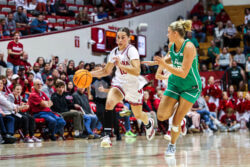 Shay Ciezki handles the ball.