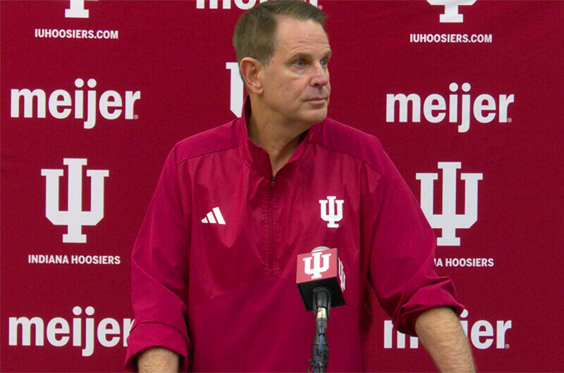 Curt Cignetti addresses the media on November 3.
