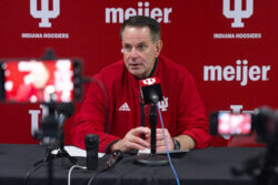 IU football coach Curt Cignetti addressing the media following a win at Maryland.