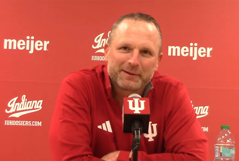 Darian DeVries addresses the media.