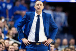 Kentucky basketball coach Mark Pope on the sidelines.