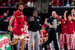 Tayton Conerway celebrates a play at Maryland.