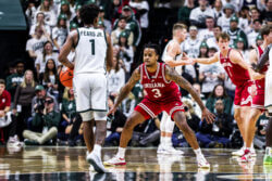 Lamar Wilkerson defends at Michigan State.