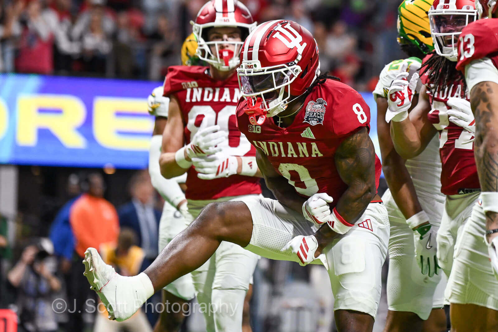 ATLANTA – Check out 81 photos by Jamie Owens from Indiana's 56-22 win against Oregon in the CFP semifinal at the Chick-fil-A Peach Bowl at Mercedes-Benz Stadium.