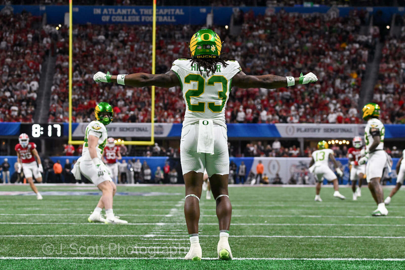 ATLANTA – Check out 81 photos by Jamie Owens from Indiana's 56-22 win against Oregon in the CFP semifinal at the Chick-fil-A Peach Bowl at Mercedes-Benz Stadium.