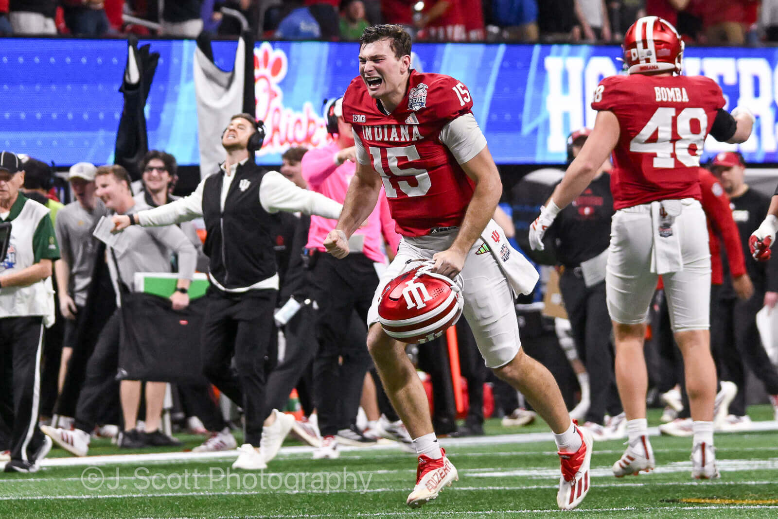 ATLANTA – Check out 81 photos by Jamie Owens from Indiana's 56-22 win against Oregon in the CFP semifinal at the Chick-fil-A Peach Bowl at Mercedes-Benz Stadium.
