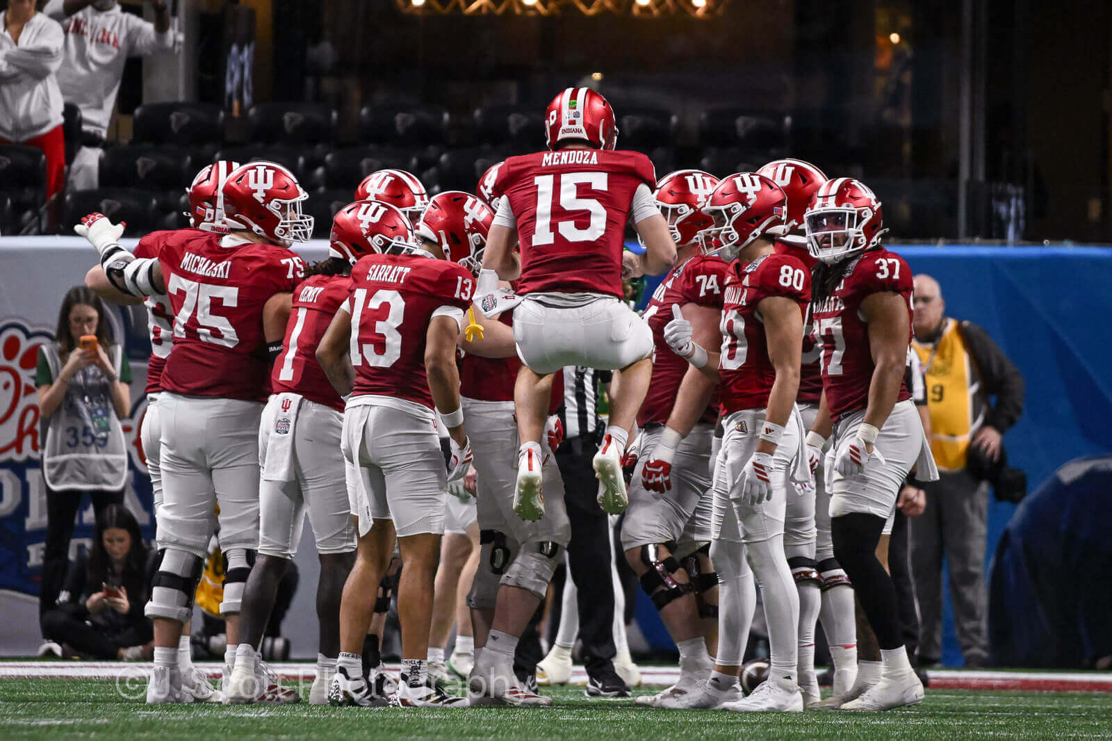 ATLANTA – Check out 81 photos by Jamie Owens from Indiana's 56-22 win against Oregon in the CFP semifinal at the Chick-fil-A Peach Bowl at Mercedes-Benz Stadium.