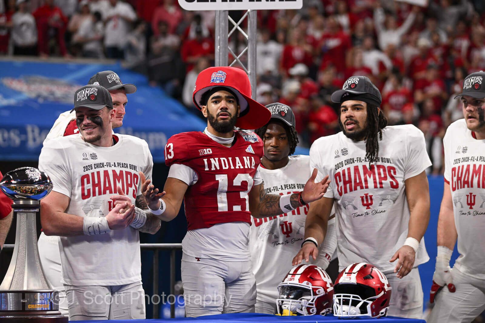 ATLANTA – Check out 81 photos by Jamie Owens from Indiana's 56-22 win against Oregon in the CFP semifinal at the Chick-fil-A Peach Bowl at Mercedes-Benz Stadium.