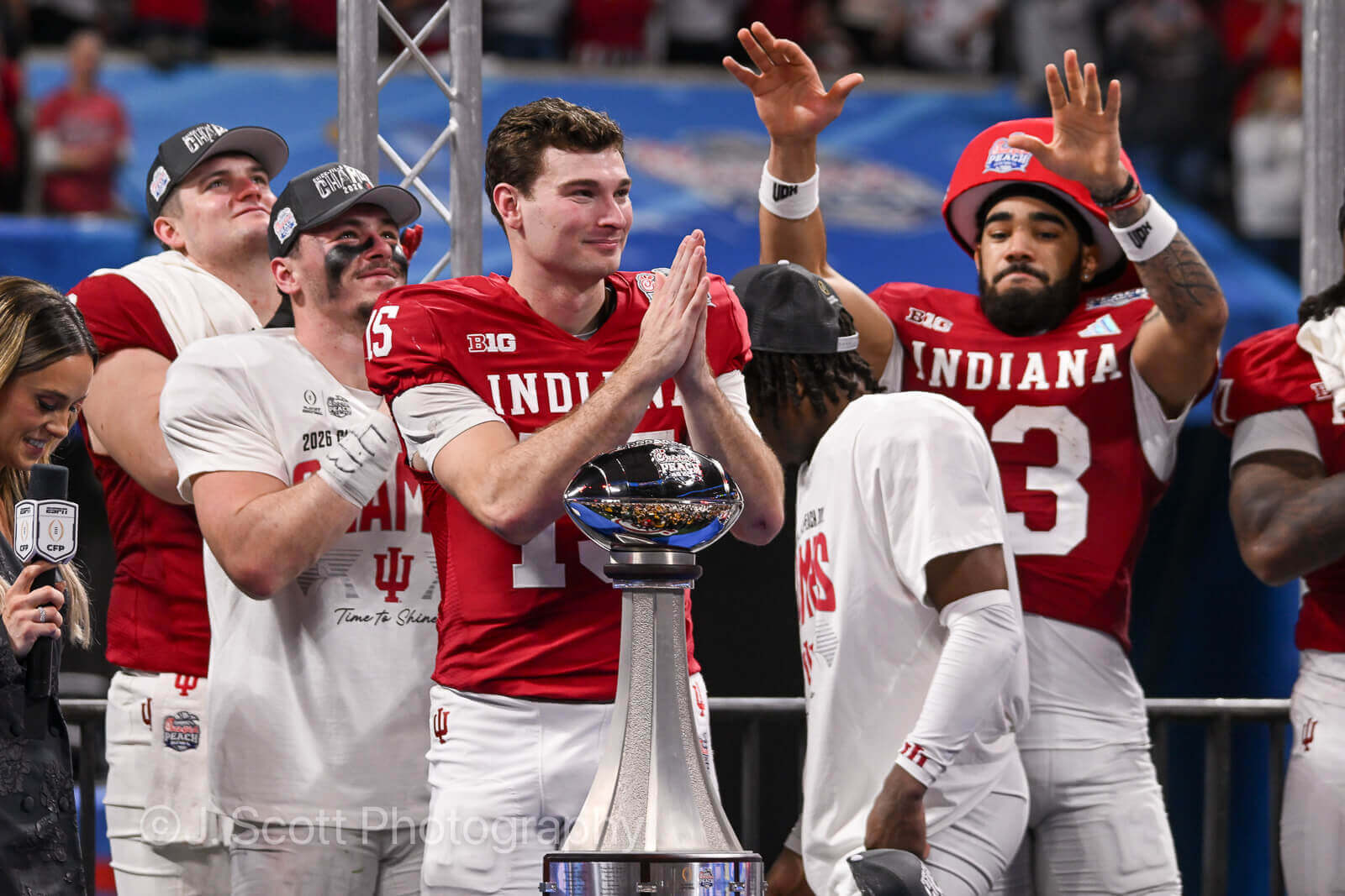 ATLANTA – Check out 81 photos by Jamie Owens from Indiana's 56-22 win against Oregon in the CFP semifinal at the Chick-fil-A Peach Bowl at Mercedes-Benz Stadium.