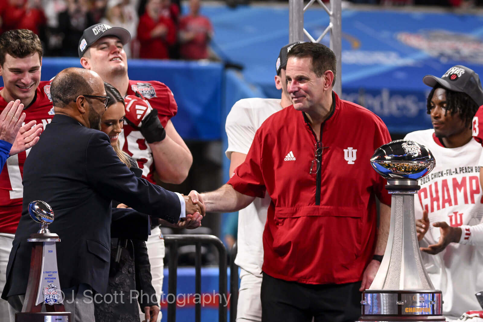 ATLANTA – Check out 81 photos by Jamie Owens from Indiana's 56-22 win against Oregon in the CFP semifinal at the Chick-fil-A Peach Bowl at Mercedes-Benz Stadium.