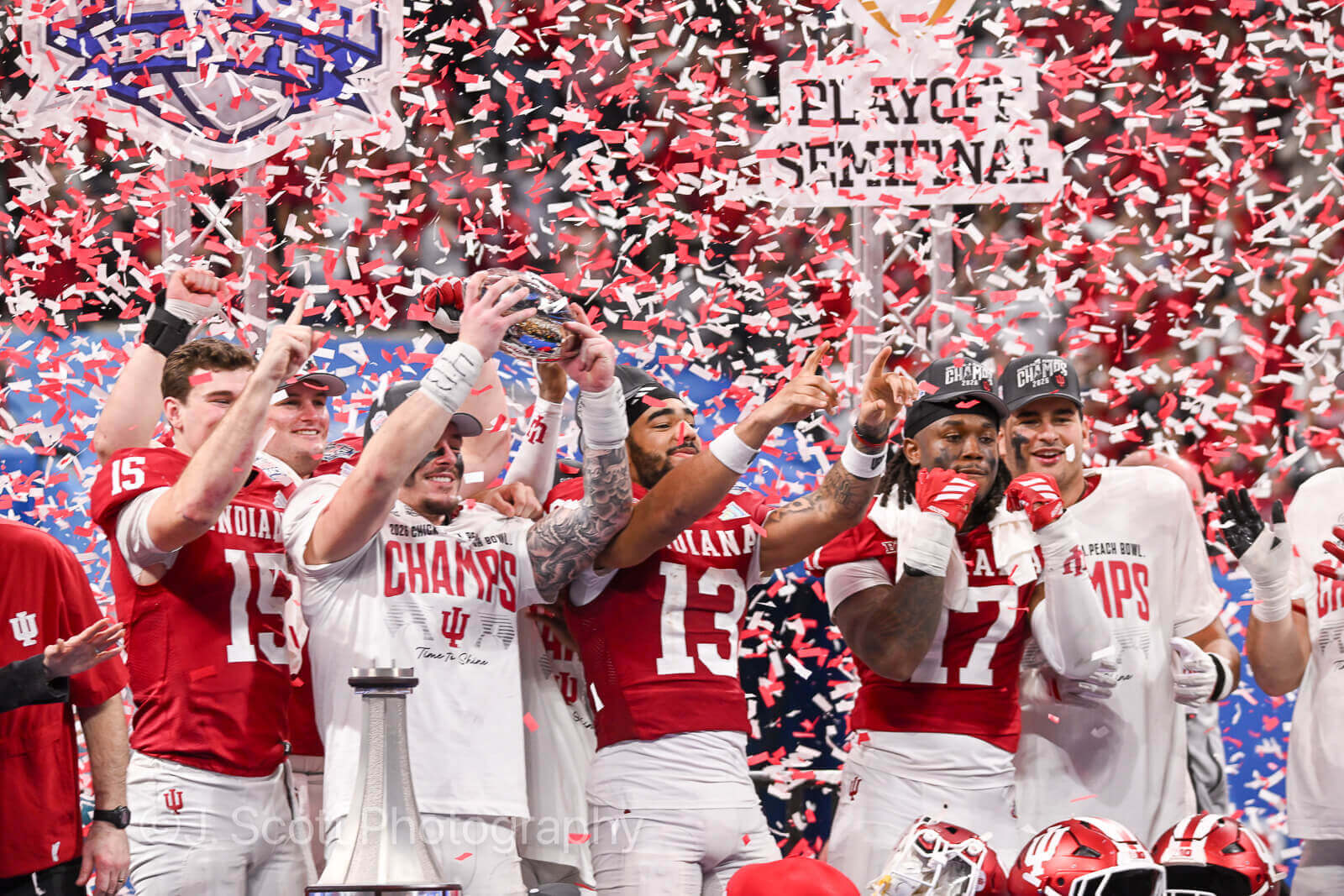ATLANTA – Check out 81 photos by Jamie Owens from Indiana's 56-22 win against Oregon in the CFP semifinal at the Chick-fil-A Peach Bowl at Mercedes-Benz Stadium.