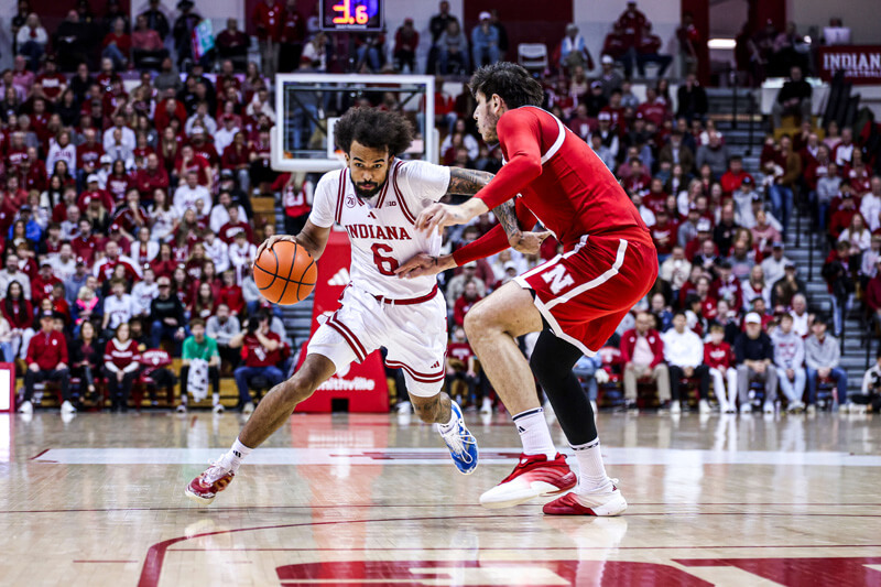 Tayton Conerway drives against Nebraska.