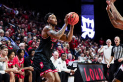 Nick Dorn shoots at Rutgers.