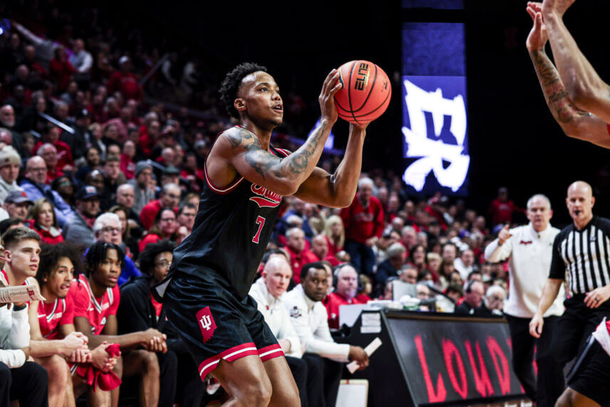 Nick Dorn shoots at Rutgers.