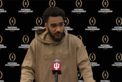 Elijah Sarratt addresses the media.