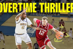 Tucker DeVries drives the basketball.