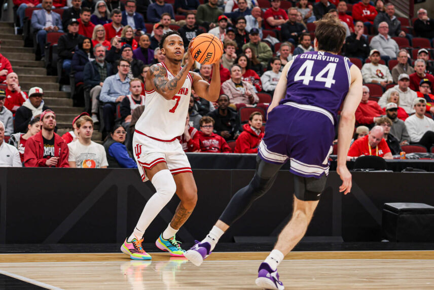 Nick Dorn attempts a corner 3-pointer.