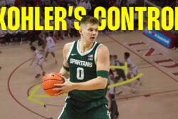 Jaxon Kohler holds a basketball.