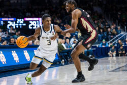 Markus Burton handles the ball.