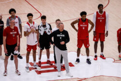 Darian DeVries watches an IU practice.