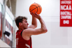 IU basketball sophomore Trent Sisley shoots the ball.