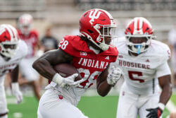 Khobie Martin at IU football spring practice.