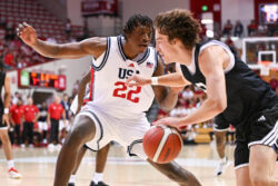 Aiden Sherrell plays defense.